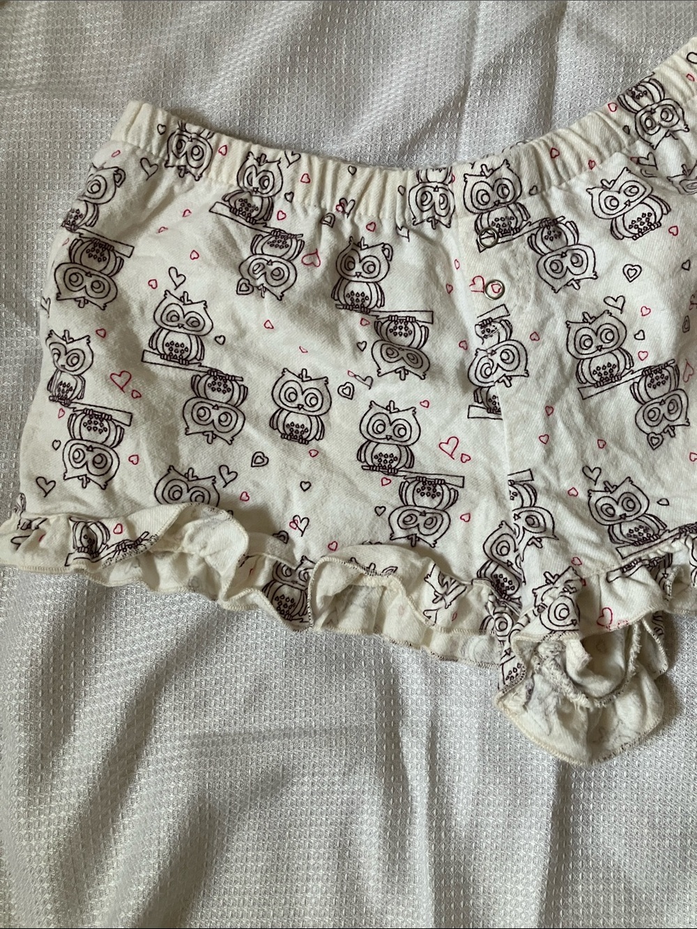 Owl-Print Ruffle Lounge PJ Shorts - Picture 5 of 7